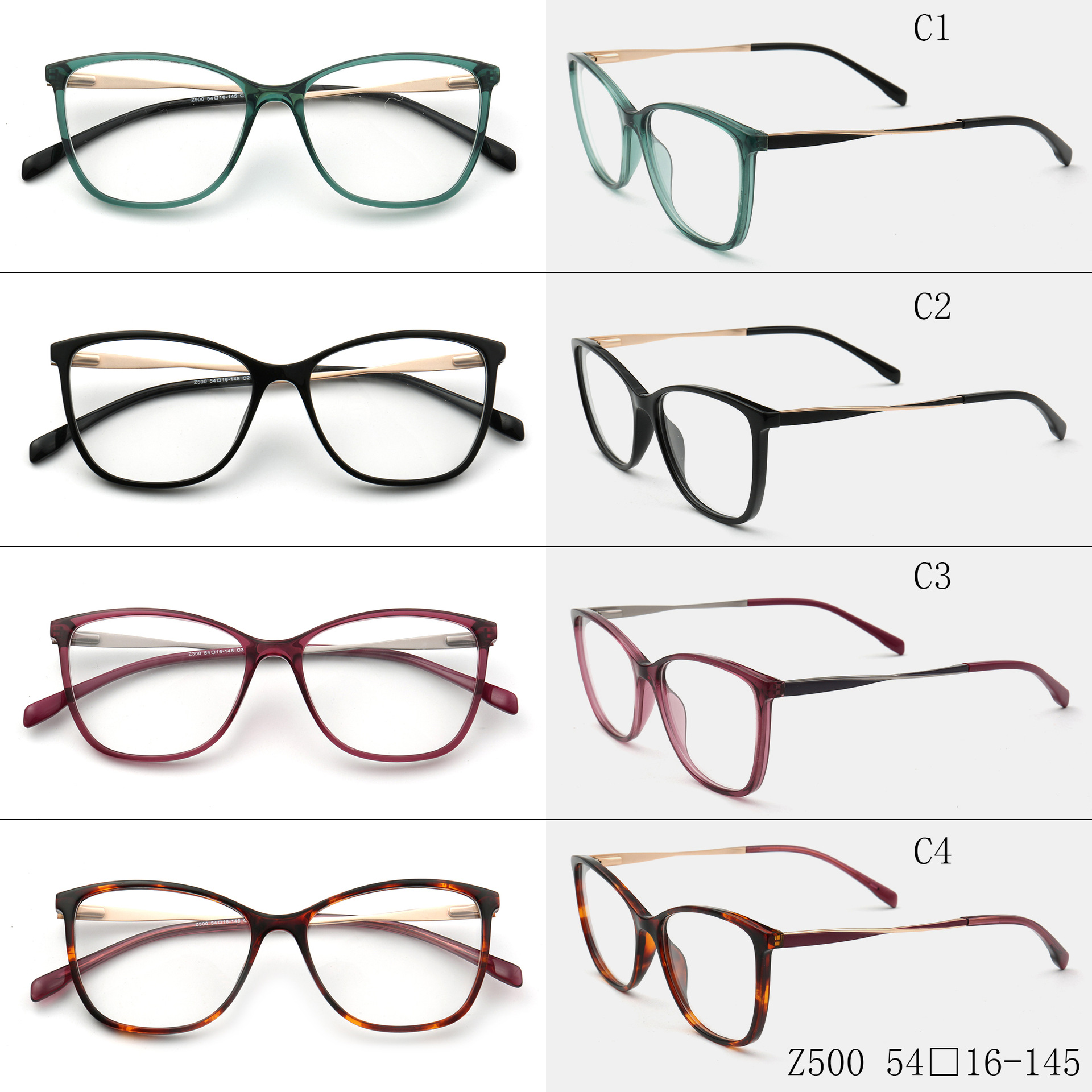 2019热销新款板材眼镜款 潮流时尚眼镜架 定制防蓝光镜片z500