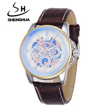 Shenhua深华米奇镂空透底自动机械大表盘皮带男士手表 一件代发