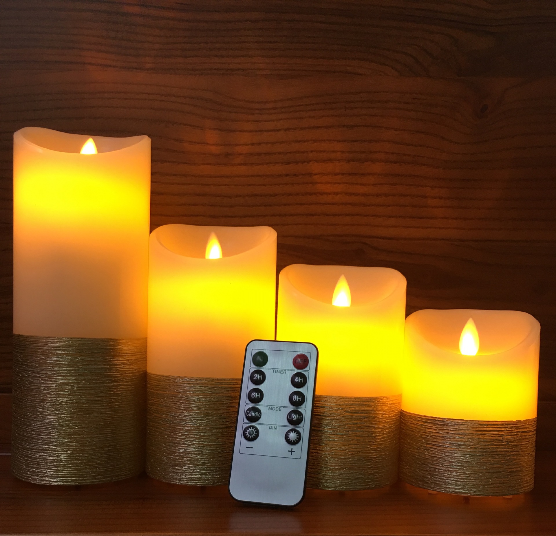 厂家直销圣诞金银红拉丝拼接遥控充电摇摆led蜡烛跨境热卖欧美