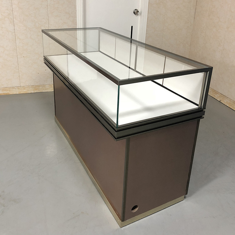 新款珠宝高档展示柜不锈钢珠宝首饰柜铝材边框木质烤漆组装柜