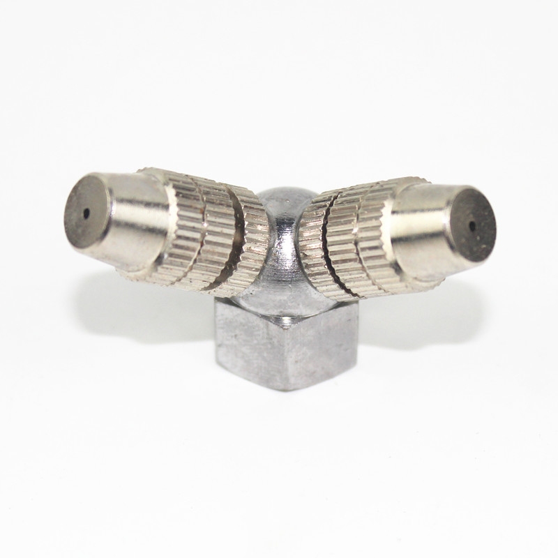 农用打药机雾化喷头园林微喷可调草坪2头雾化喷头全铜雾化好降温