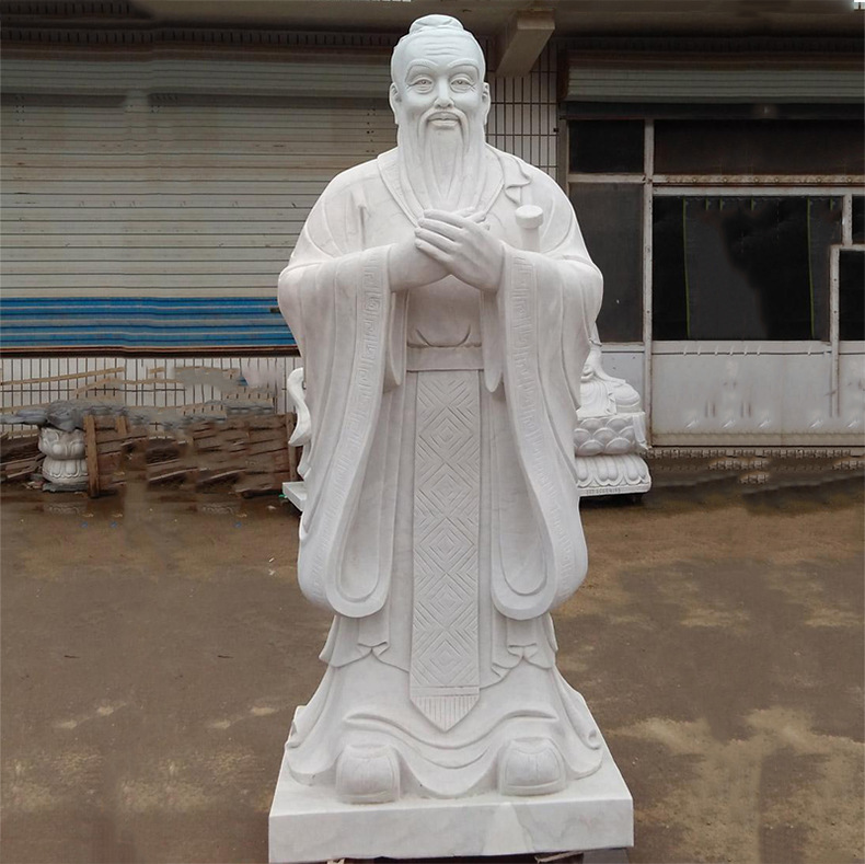 石雕孔子像大理石孔子像汉白玉孔子雕像校园石材孔子摆件定制厂家
