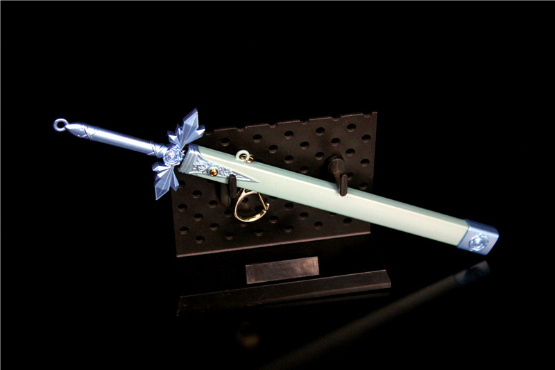 刀剑神域sao弹动版 夜空之剑 亚丝娜闪烁之光蓝蔷薇剑22cm送刀架