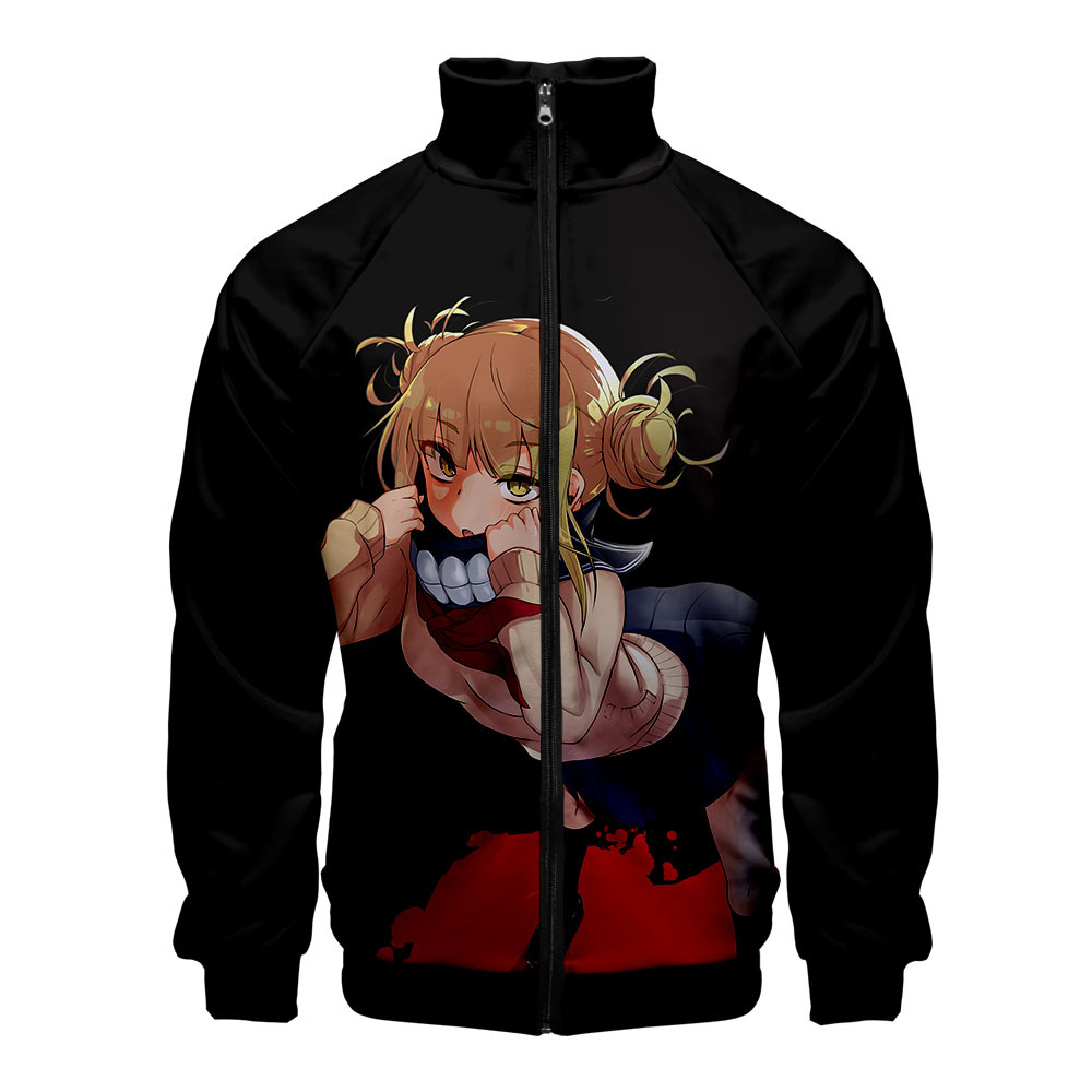 跨境新款 我的英雄学院himiko toga系列3d全彩印花 立领拉链夹克