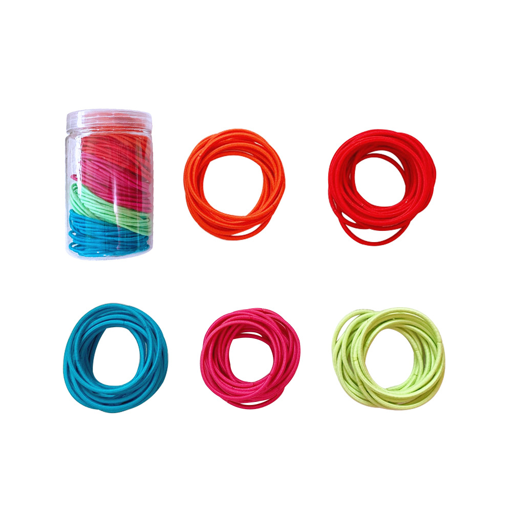 100 Barrel Rubber Bands Thick and Thin Rubber Band Hair Band Korean High Elastic Tie Hair Seamless Hairband Ornament