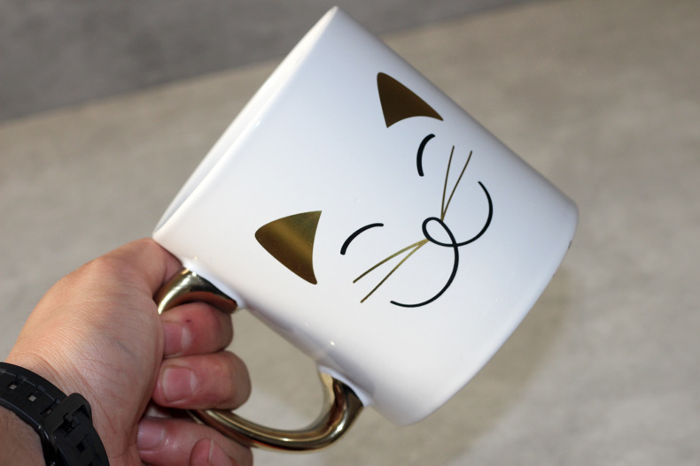 猫咪马克杯猫咪杯子办公咖啡杯大号猫杯茶水杯贴手描金手柄水杯