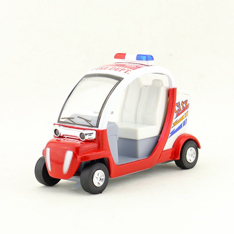 蒂雅多儿童玩具合金车模城管巡逻车电动车警车 声光回力散装