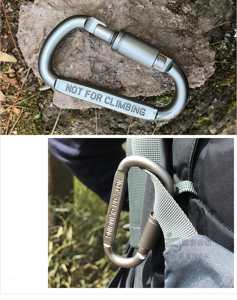 8号d型铝合金打扁螺母快挂扣 户外包包带锁登山扣挂钩