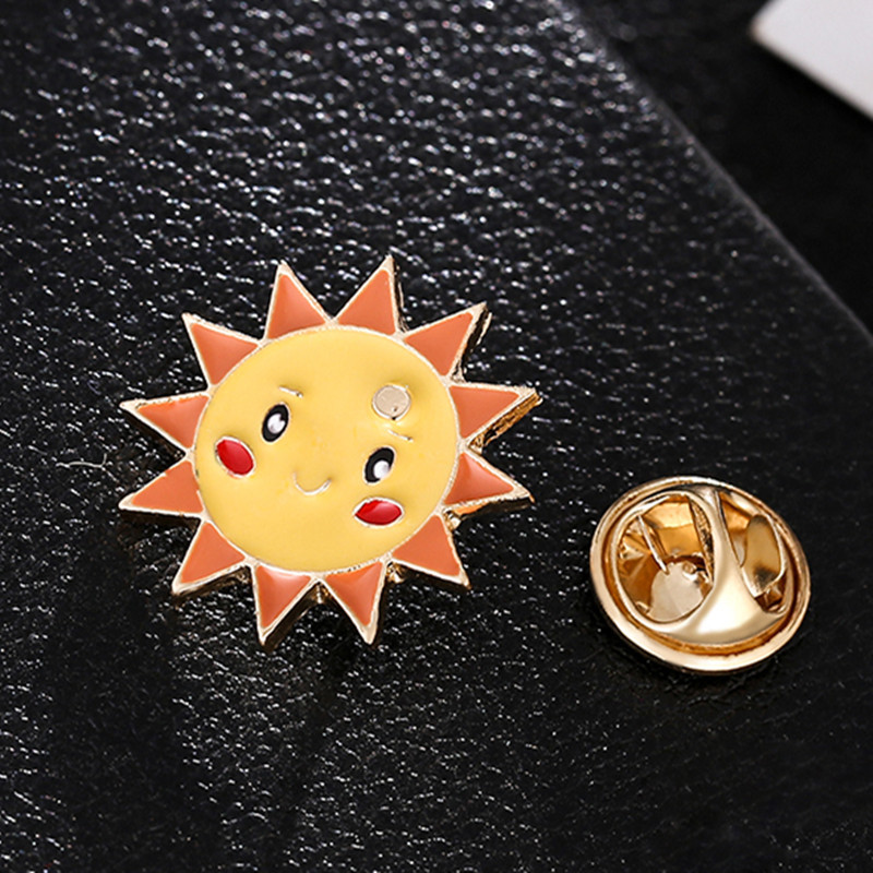 七彩太阳花滴油胸针饰品日系潮村上隆金属笑脸小太阳胸花胸章徽章