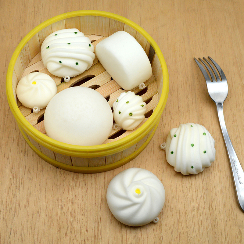 One Piece Dropshipping Steamed Buns Twisted Rolls Steamed Buns Suit Slow Rebound Simulation Food Key Mobile Phone Toy Pendant