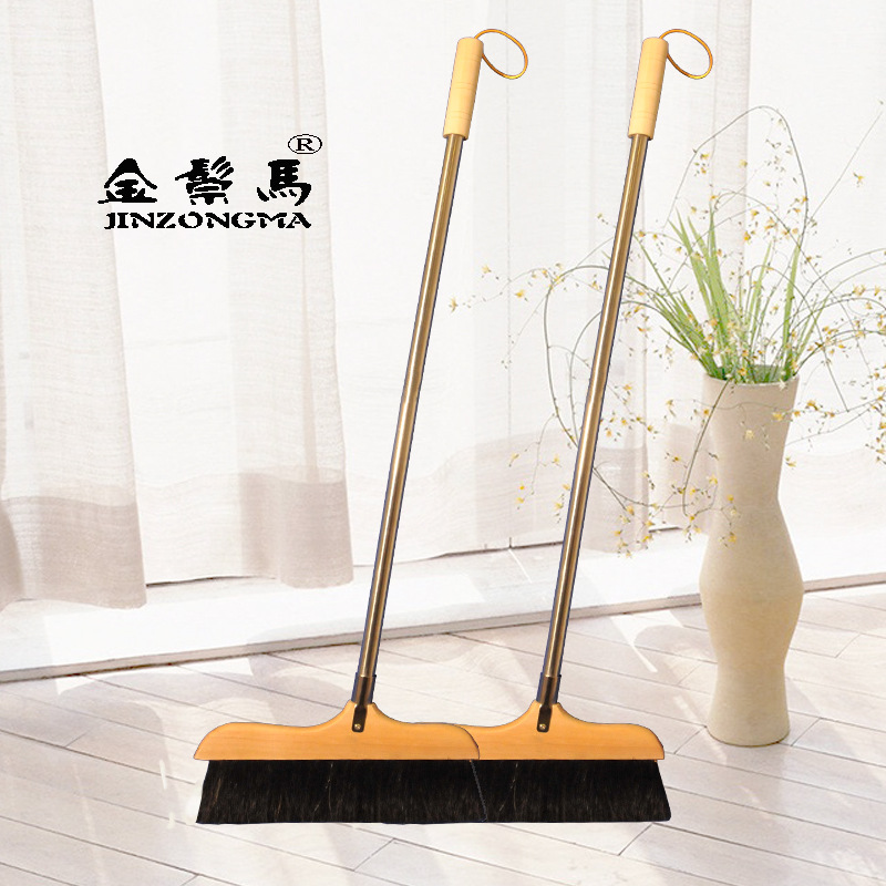 防静电实木马尾毛扫把不锈钢杆长柄软毛清洁刷扫地刷地毯刷笤帚