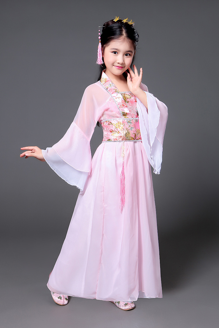 儿童古装七仙女公主裙古筝表演服古代唐装汉服贵妃服装小女孩古装