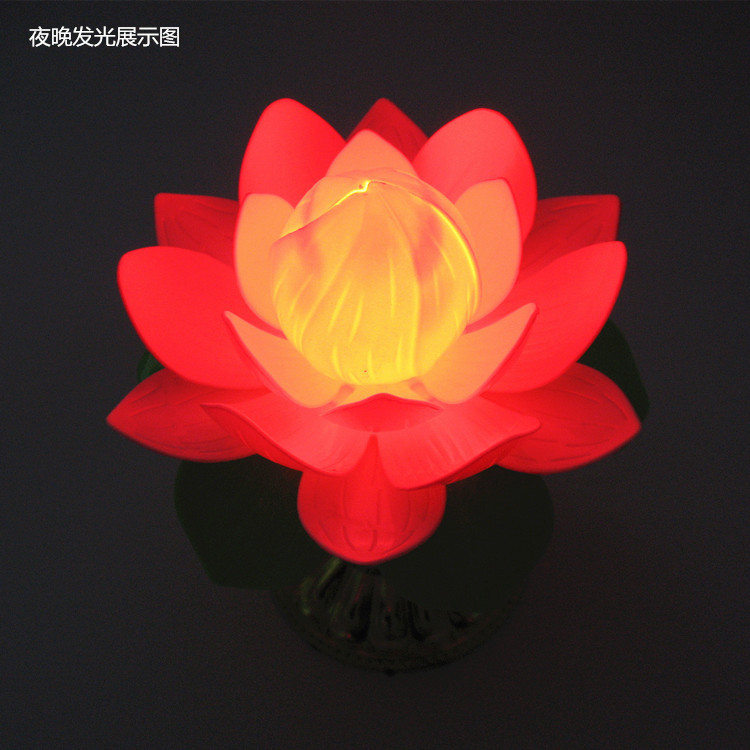 新款莲花灯佛堂供灯长明灯led红色光源塑料材质包含电