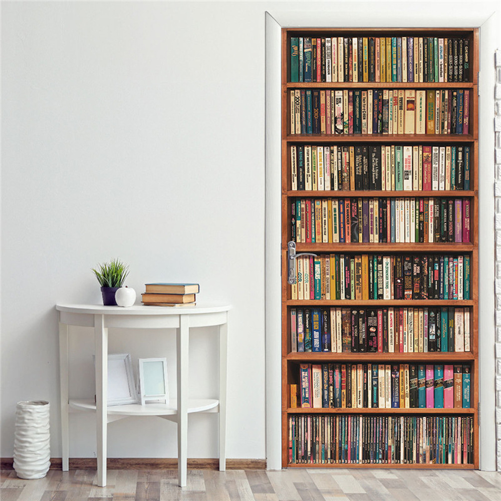 画谷跨境货源墙贴仿3d书柜书架门贴自粘亚马逊货源敦煌ebay货源