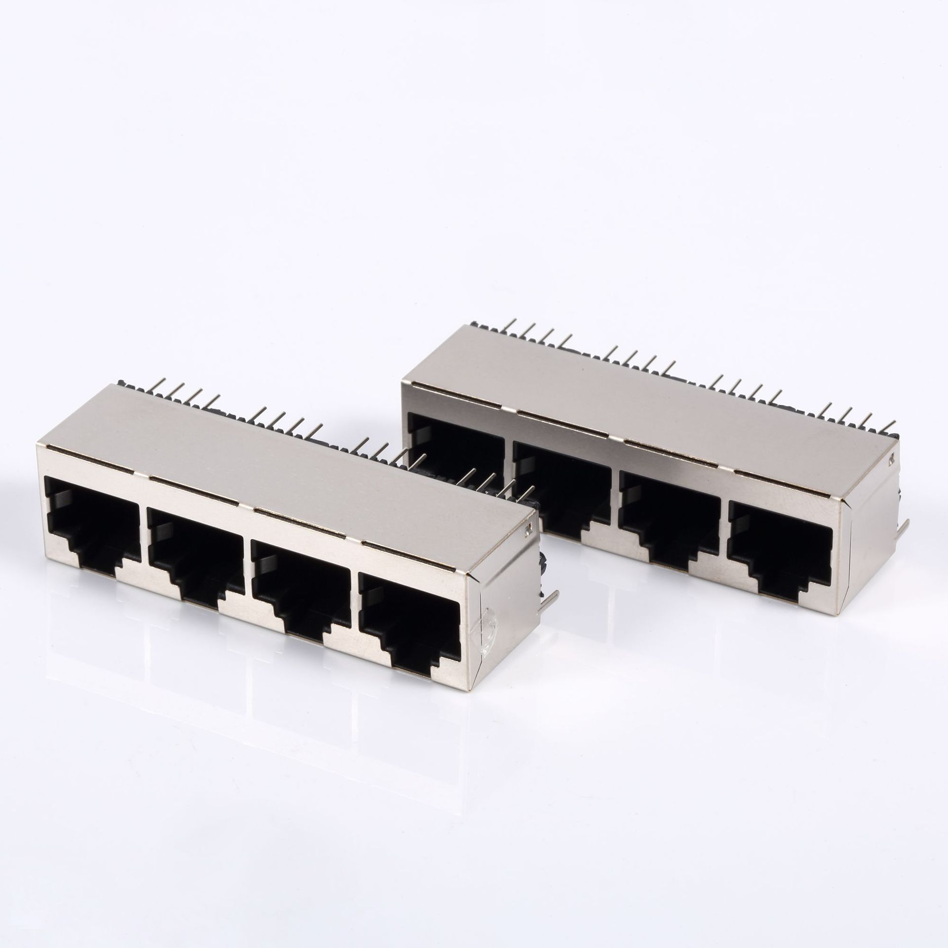 rj45插座 rj45立式 1*4无灯屏蔽 180度直插 rj45母座 网络接口
