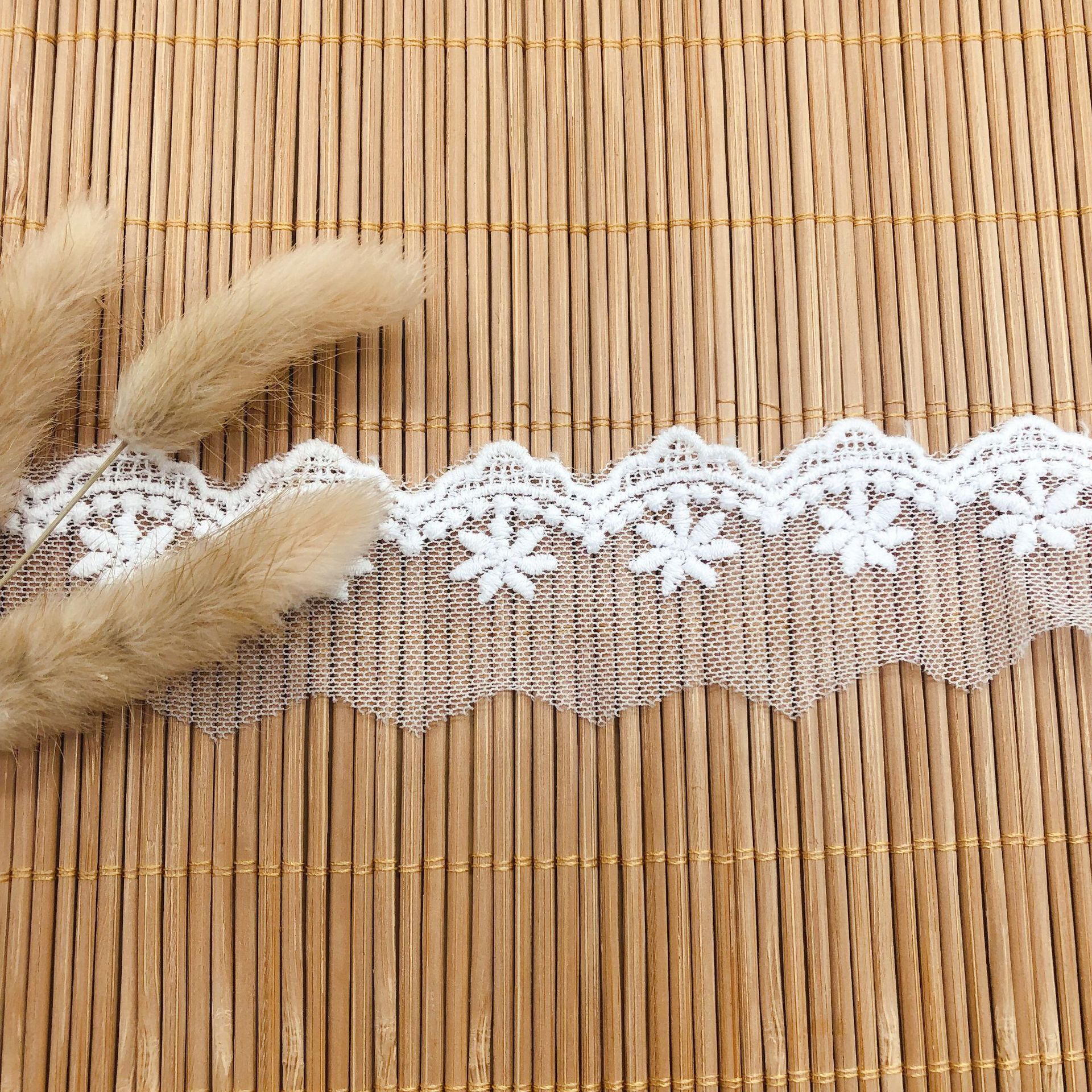 棉线花边 床上用品内衣辅料lace水溶绣花海星小波浪 网纱刺绣花边