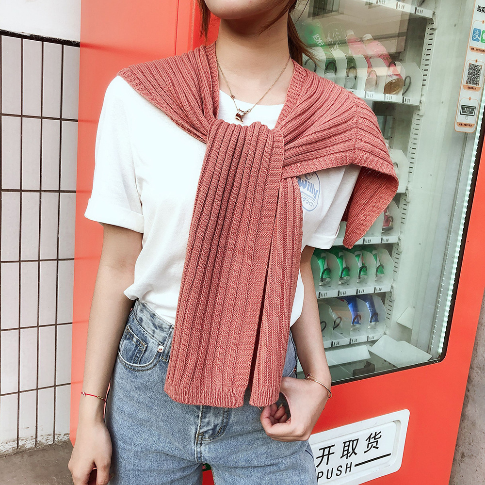 新款爆款韩版网红针织披肩韩国针织假两件秋季披肩 针织小披肩