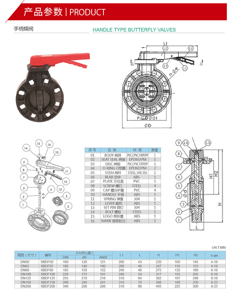 厂家批发耐腐蚀upvc手柄蝶阀 upvc塑料蝶阀 国标法兰对夹蝶阀