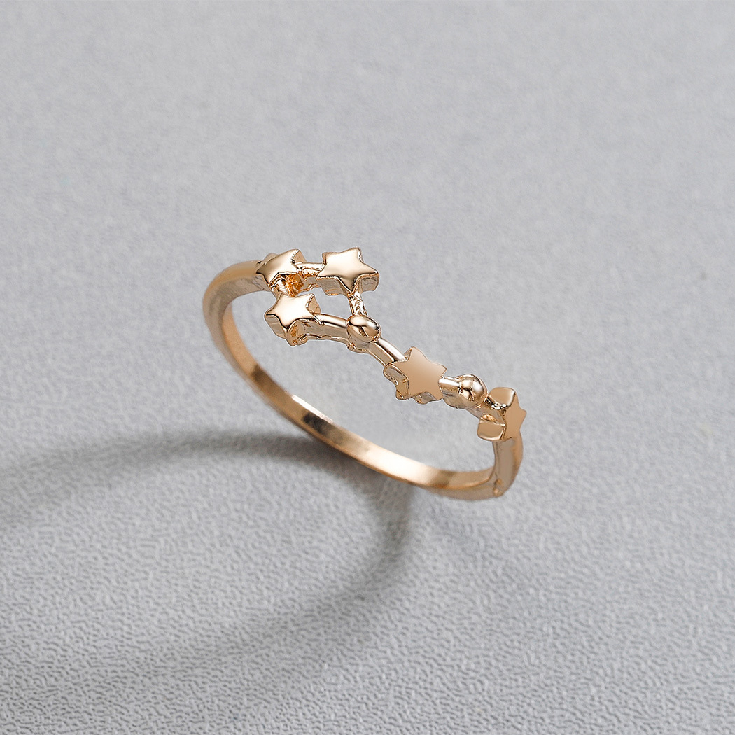 跨境爆款配饰 12星座戒指女 巨蟹座戒指指环男女情侣义乌合金饰品