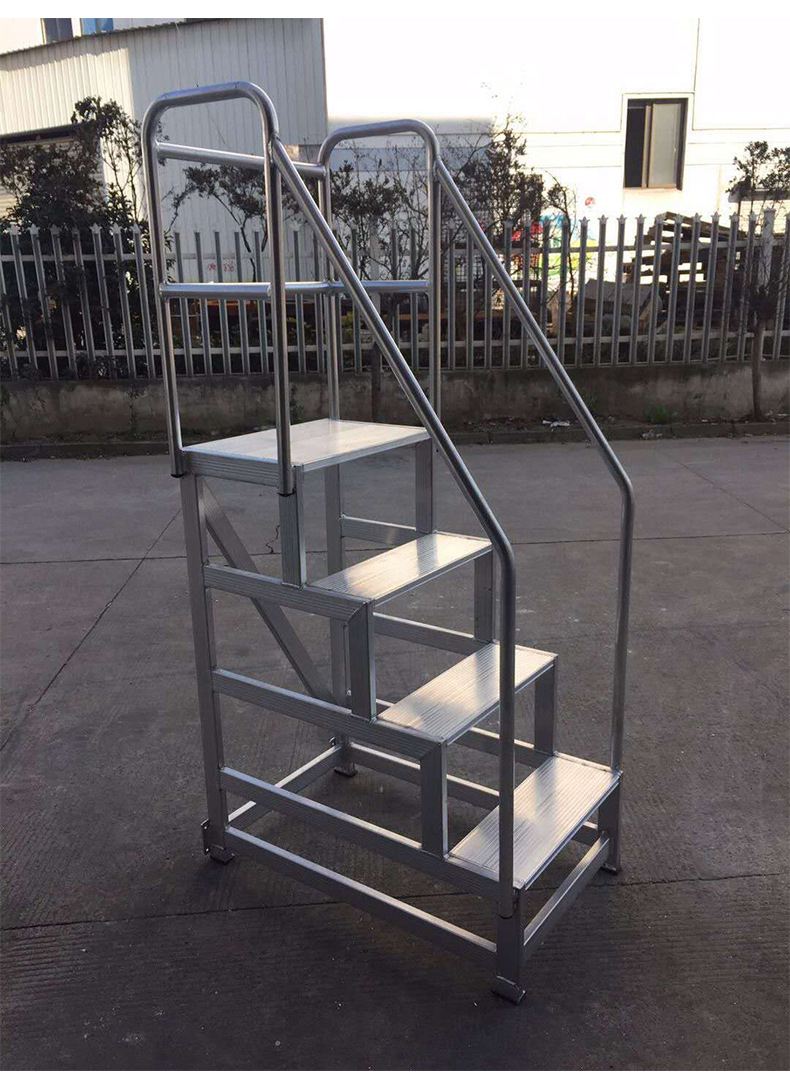 厂家直供 可定制 铝合金移动登高梯工作台 铝合金梯子 超市货梯