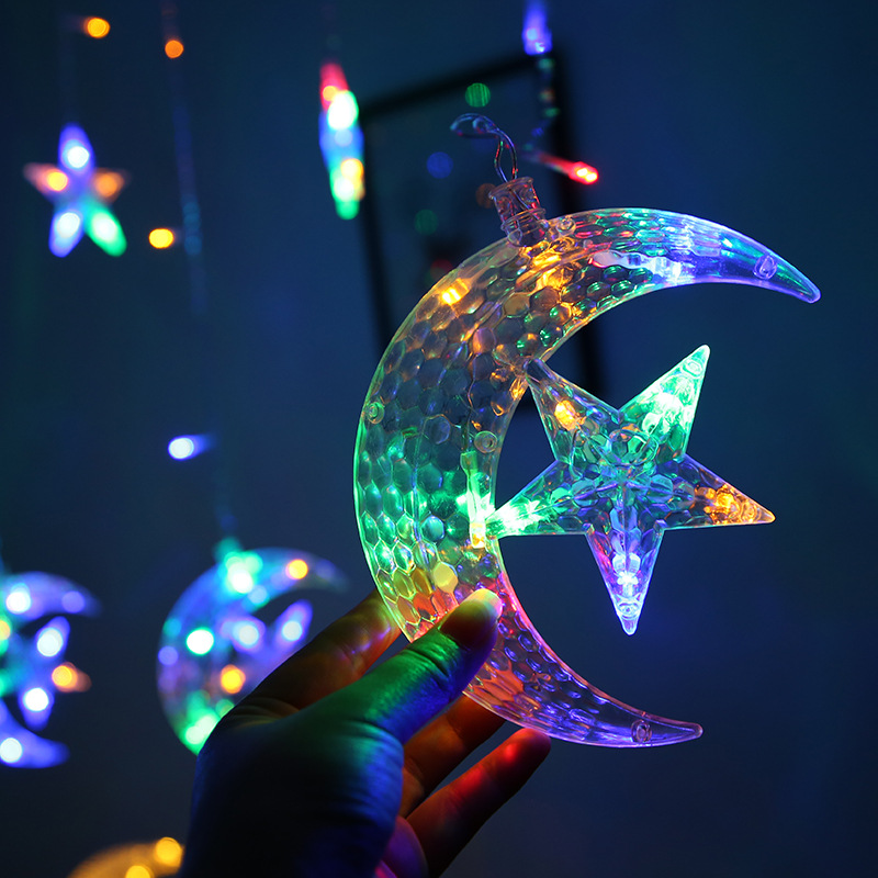 星星月亮窗帘灯led圣诞节日婚庆户外霓虹灯装饰彩灯灯串厂家直供