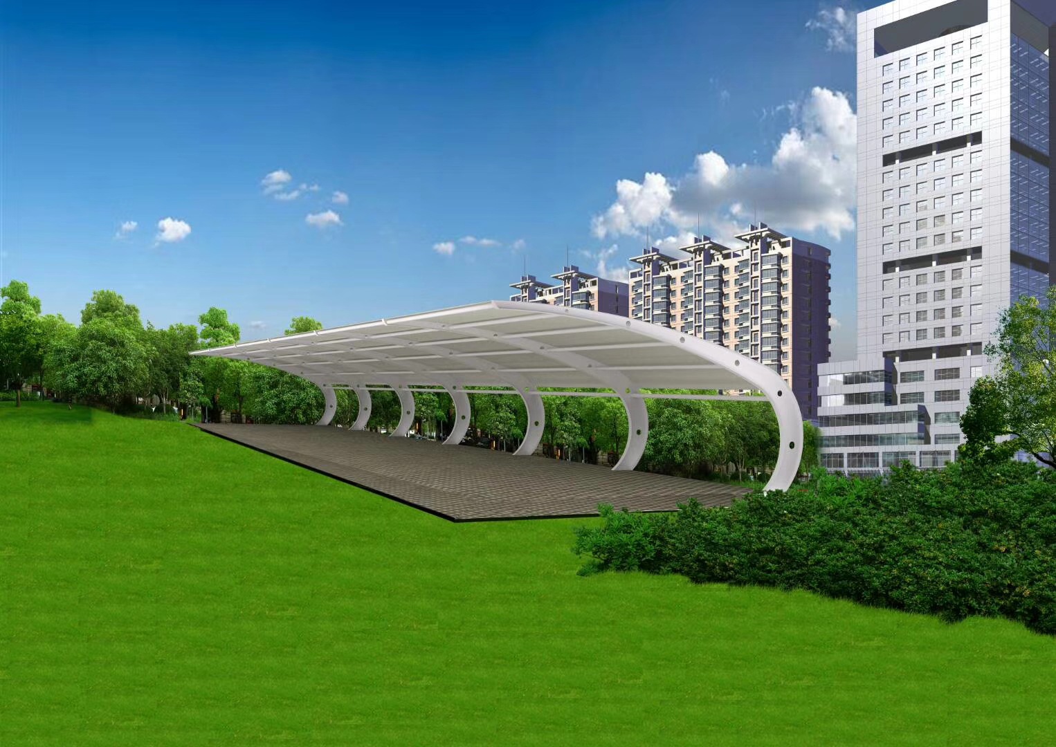 膜结构户外景观棚屋顶遮阳建筑酒店运动场看台遮阳【膜结构厂家】-阿