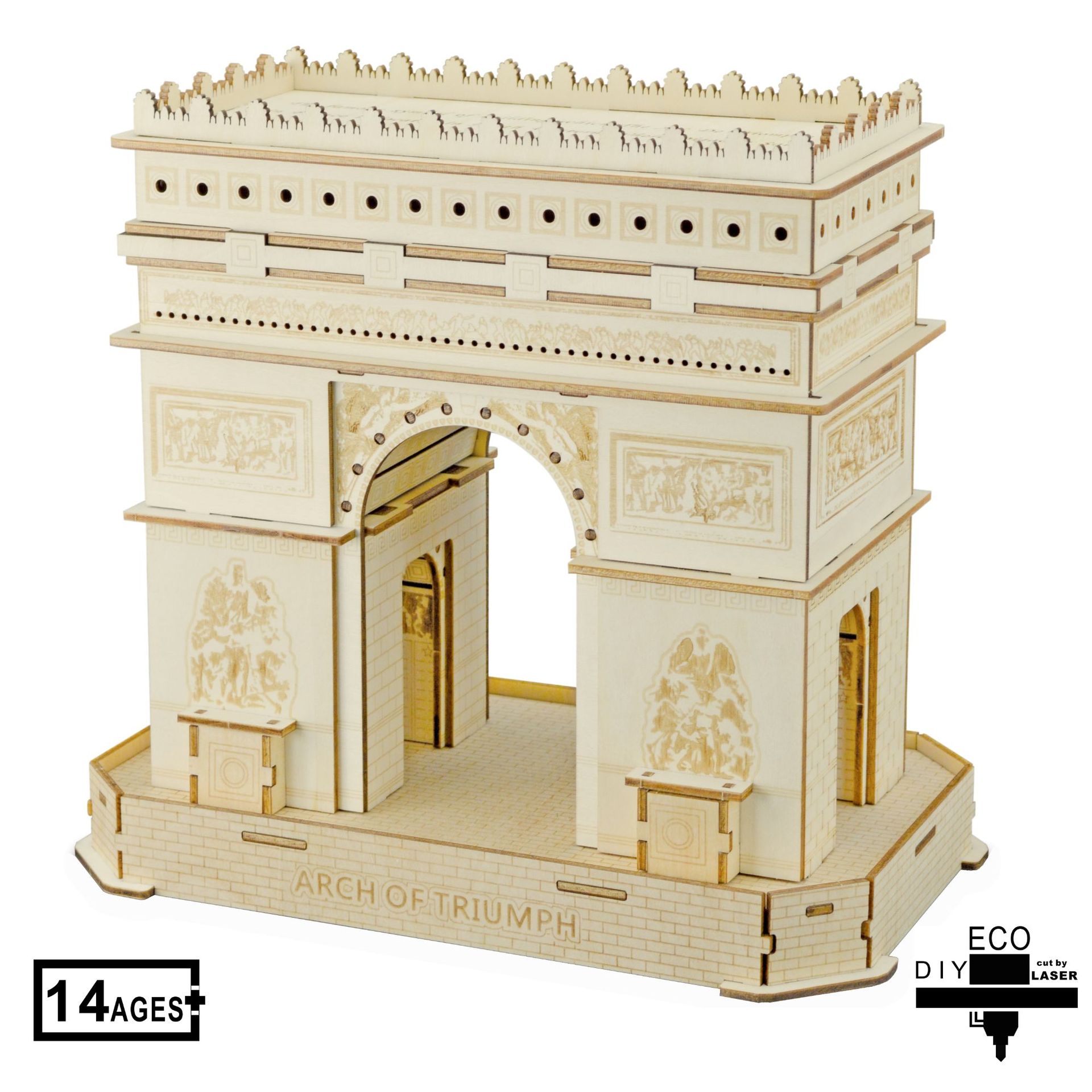 巴黎凯旋门-彩盒装厂家直销 3d木制diy立体拼图拼板激光切割