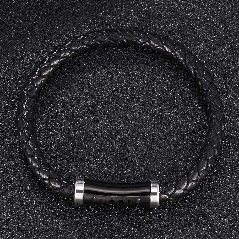 真皮牛皮欧美黑色手环手工编织男士纯皮手链批发编织外贸饰品批发