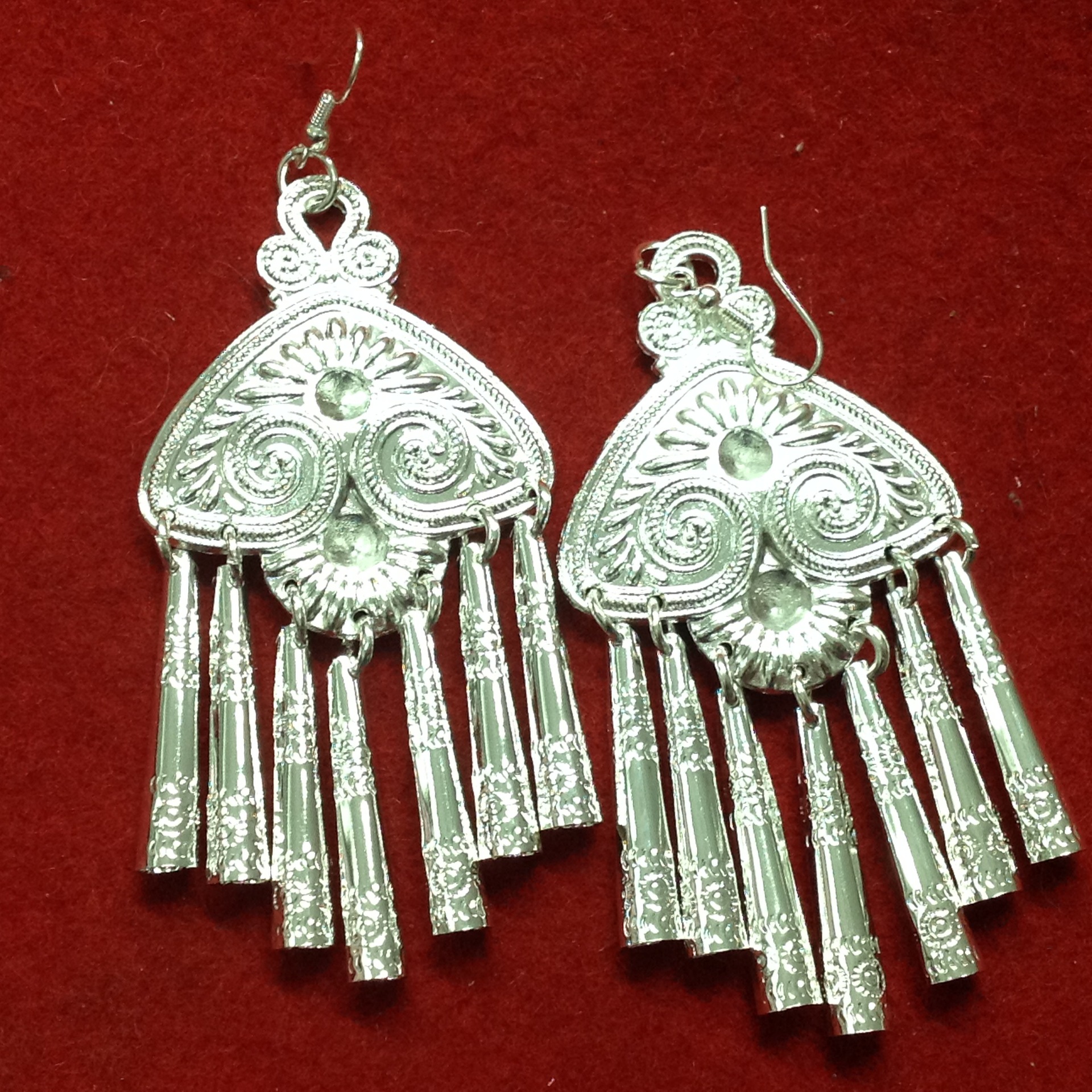 经典云南民族风长流苏苗银耳环民族节目苗银项圈配饰耳坠新款饰品