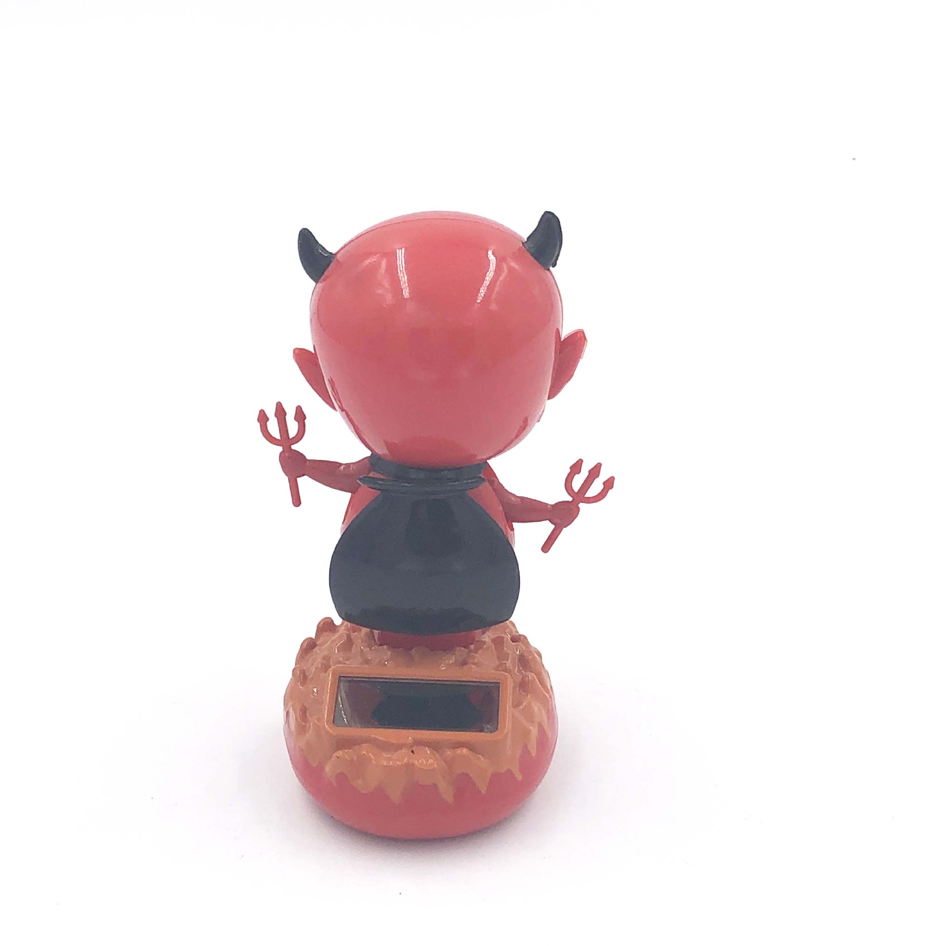 Halloween Red Horn Devil Car Decoration Solar Bobble Head Doll ABS Material Spot Support Sample
