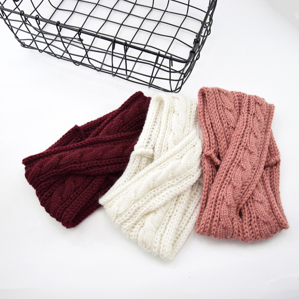 欧美针织麻花交叉毛线发带护耳头套手工编织头带时尚保暖秋冬发饰