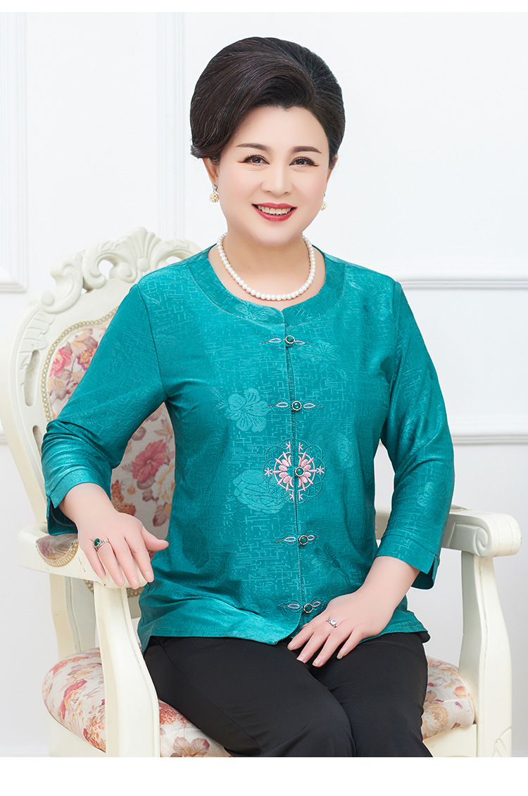 2019加大码加肥胖大妈衣服中年女装妈妈春装中老年衬衫寸衫宽松斤