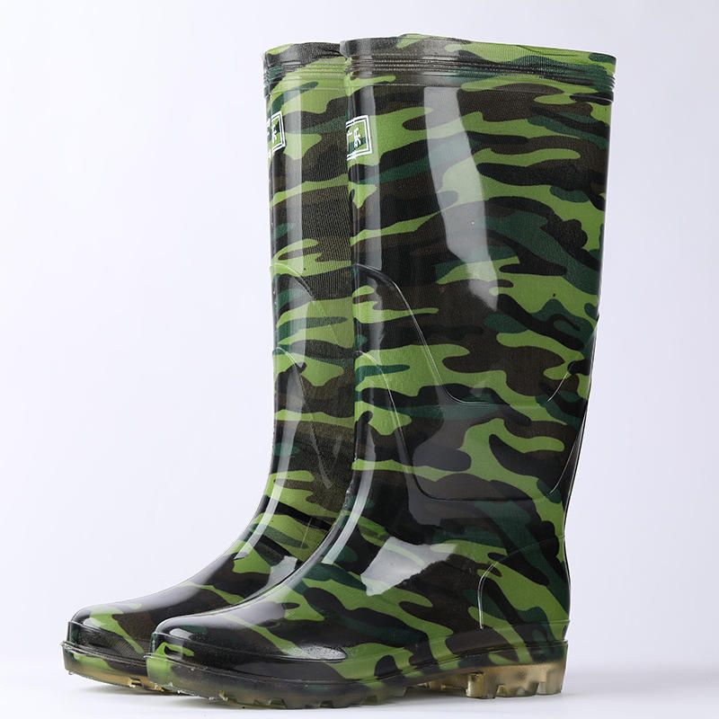 2022新款时尚男士迷彩雨鞋 高筒迷彩加厚雨靴  水鞋批发