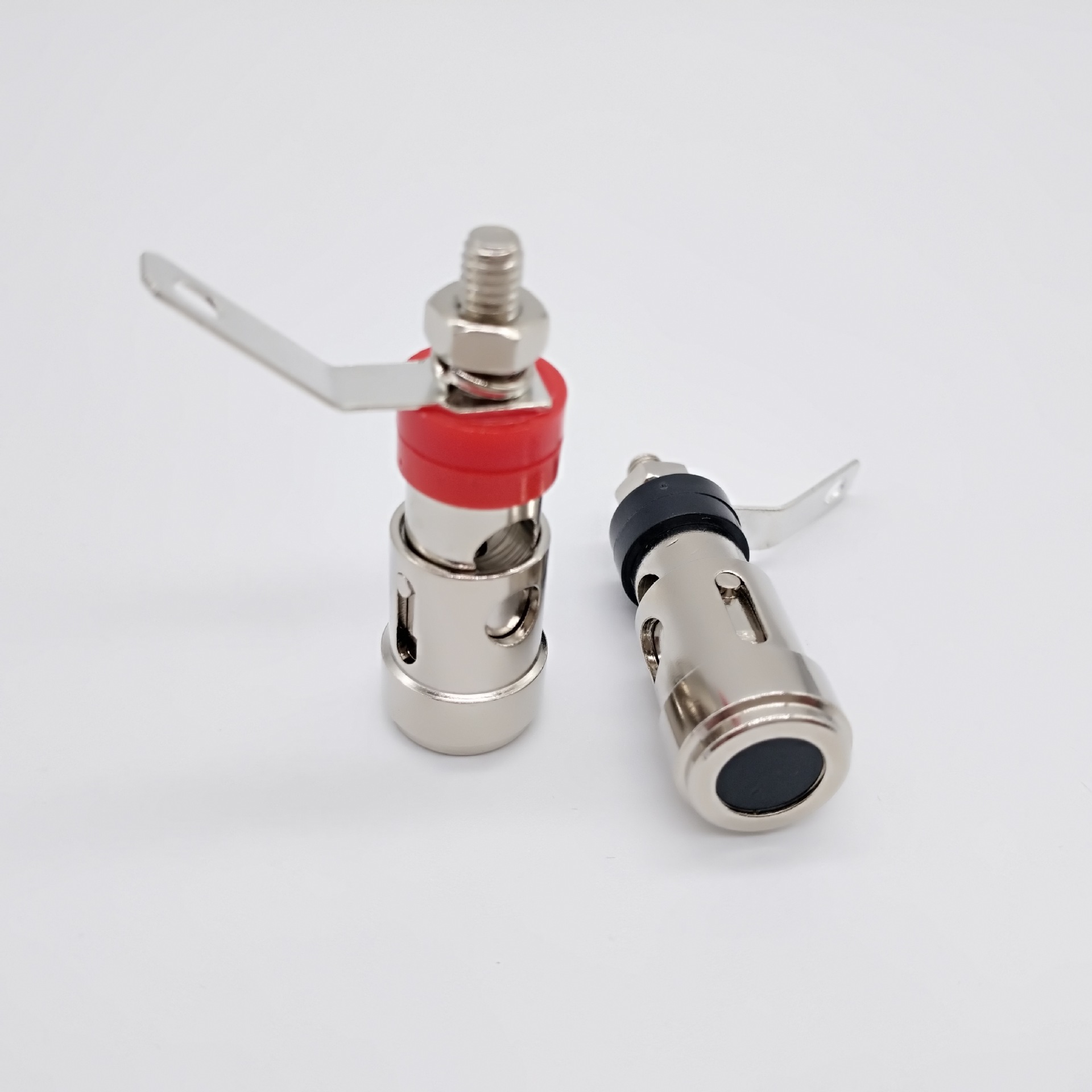 镀银色按压式大号弹簧接线柱全铜螺杆 弹簧自锁插座按压式接线端