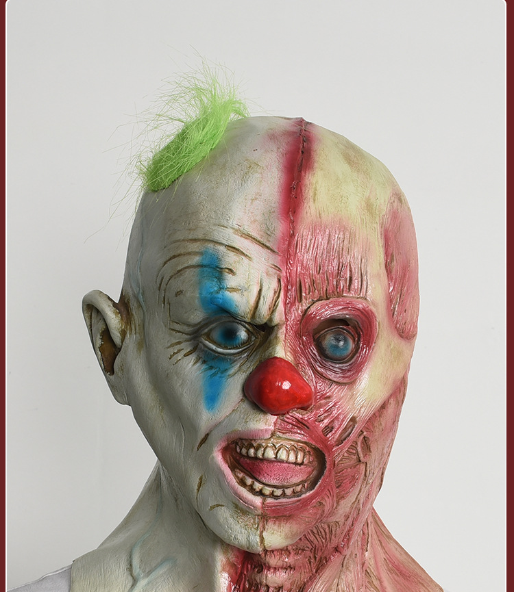 新款万圣节面具乳胶双面小丑头套 酒吧舞会装扮道具 人物恐怖套头