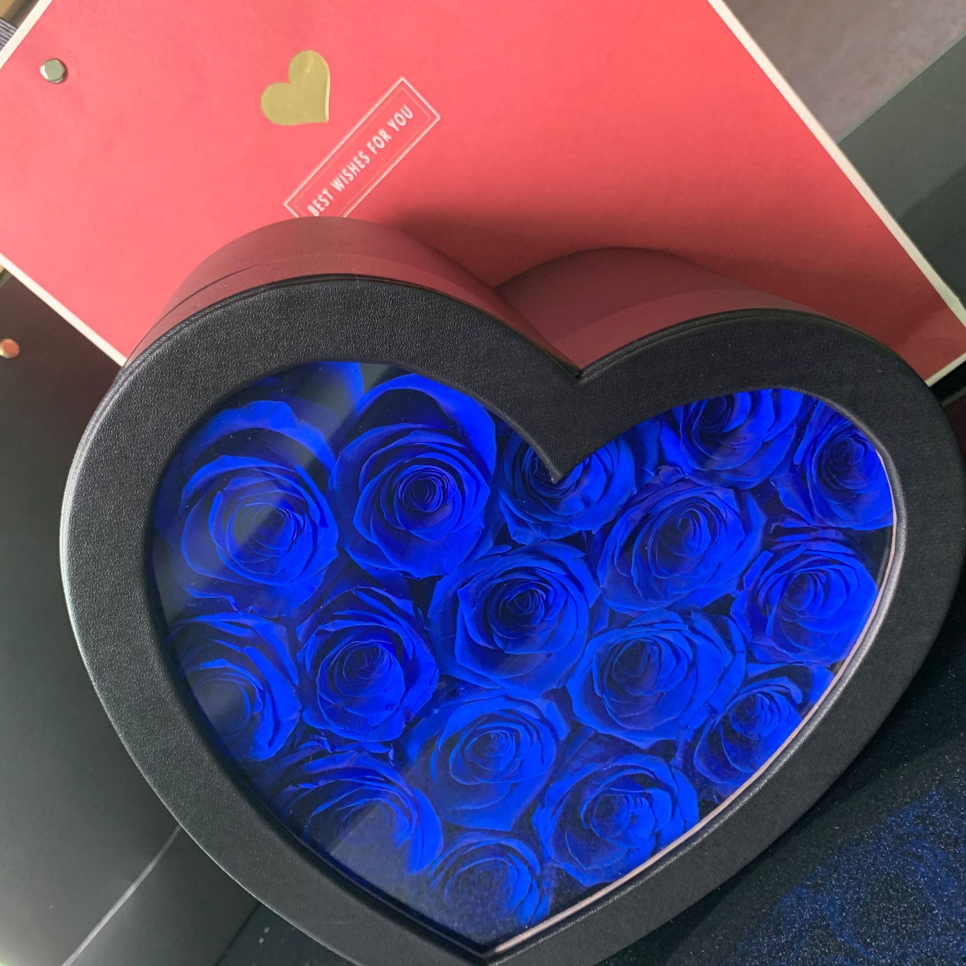 新品心形开窗礼盒永生花 礼品包装盒韩式永恒之心礼盒 永生花盒