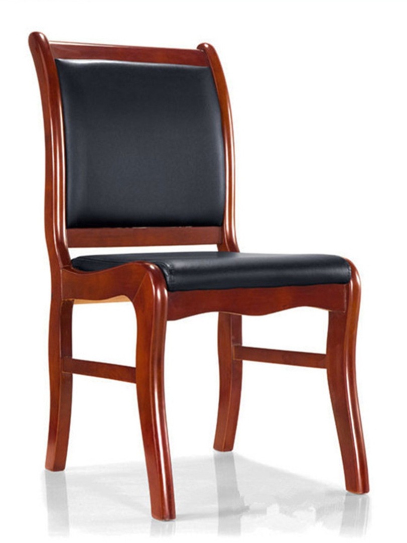 实木会议椅办公椅子家用靠背麻将棋牌椅四脚皮质培训椅餐椅职员椅