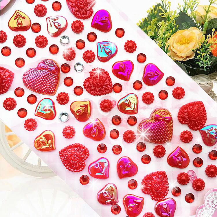 可定热卖儿童水晶钻石贴纸爱心卡通diy贴宝石车贴镶钻外贸幼儿园
