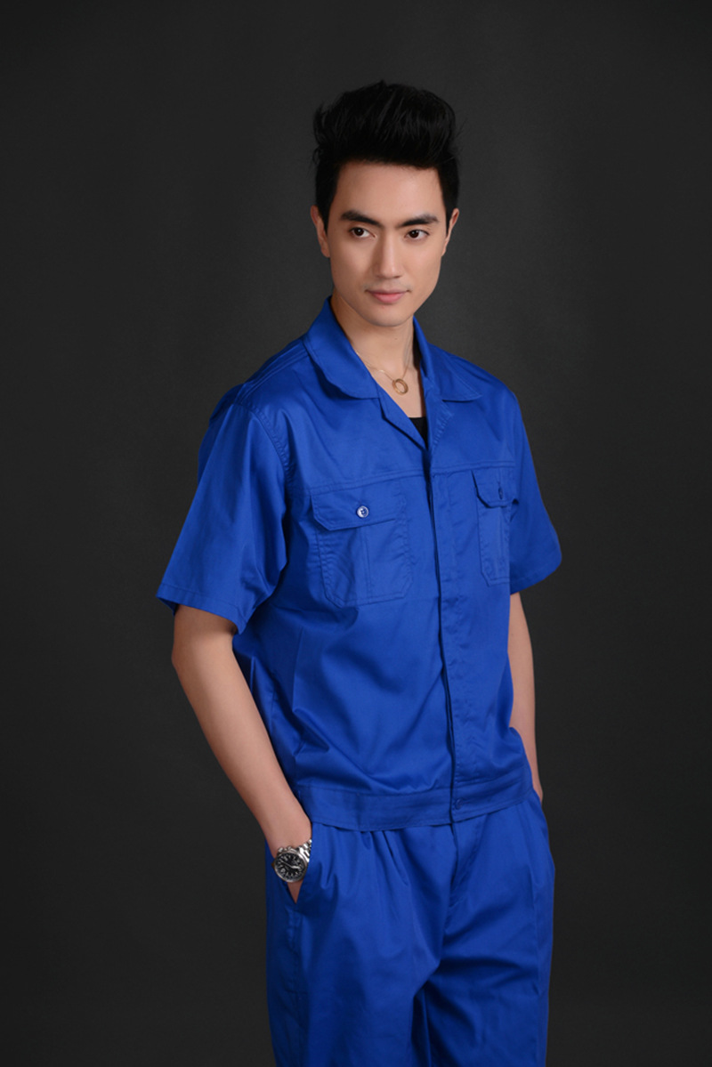 夏季短袖工作服套装定做透气工程电焊汽修工厂车间工装制服劳保服