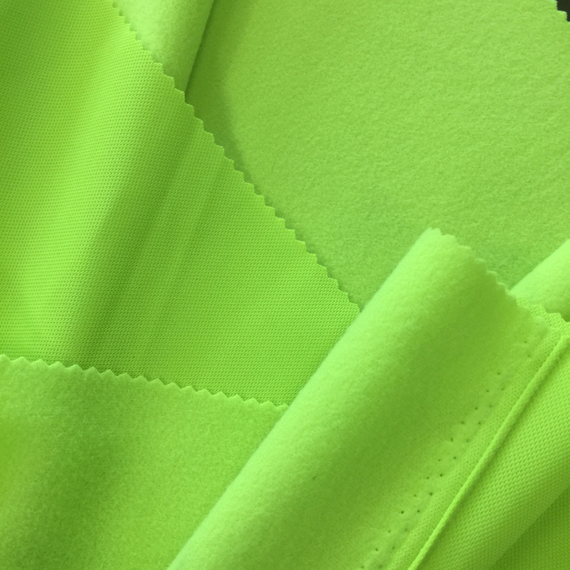 网眼金光绒布料荧光绿单面绒湖州工厂新仁经编服装服饰绒布面料