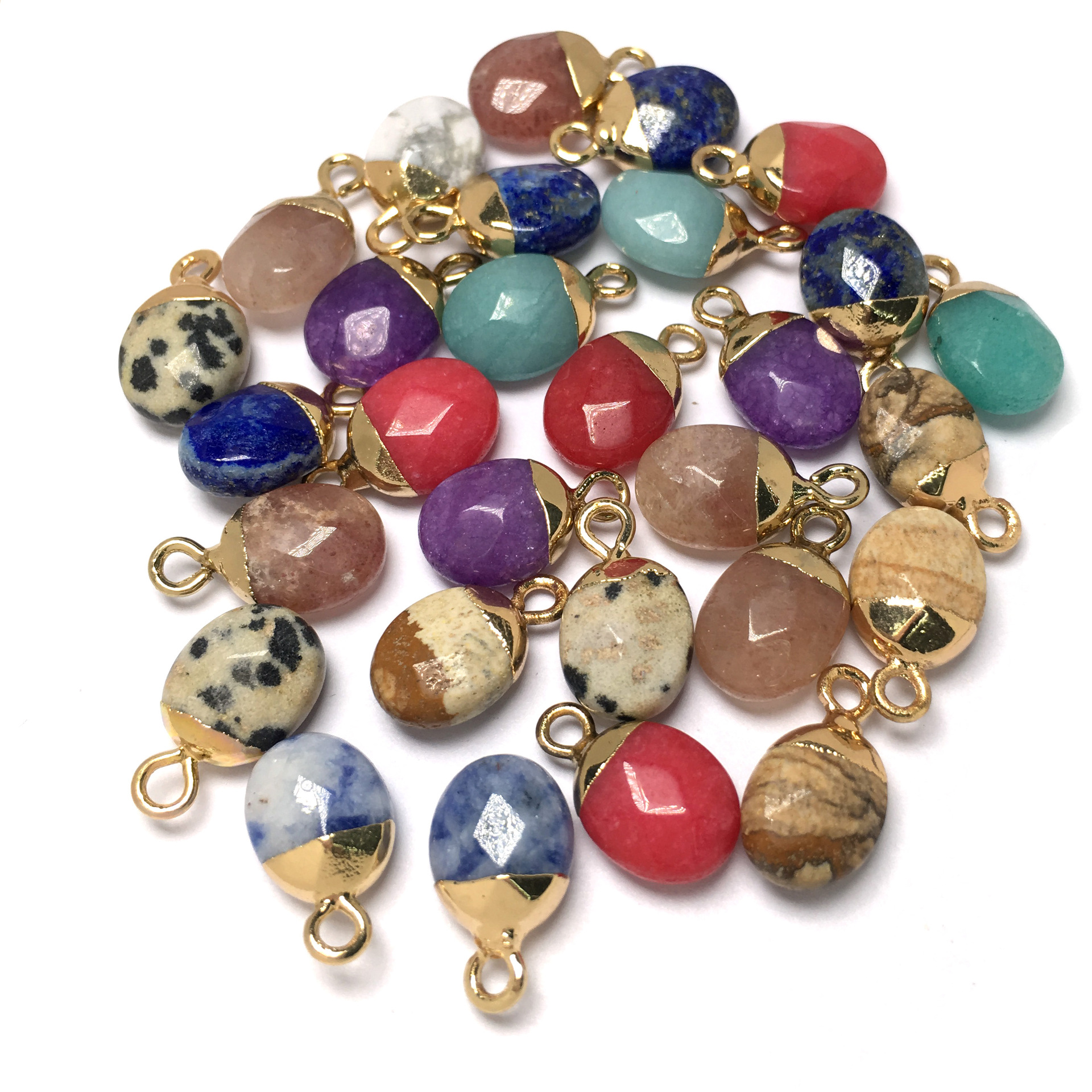 精美半宝石切面吊坠项链毛衣链手链diy百搭气质精致吊坠配件