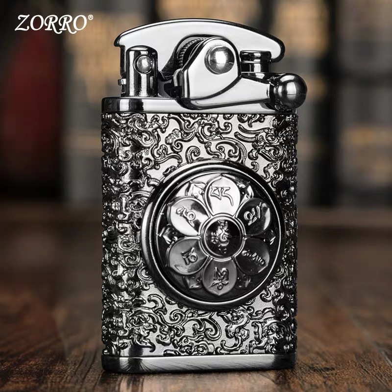 new zorro kerosene lighter xiangyun relief personalized creative rocker arm lighter