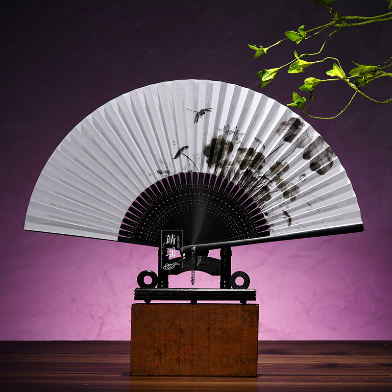 中国风水墨画折扇 古典梅花女式扇子典雅香纸古风扇速卖通礼品扇