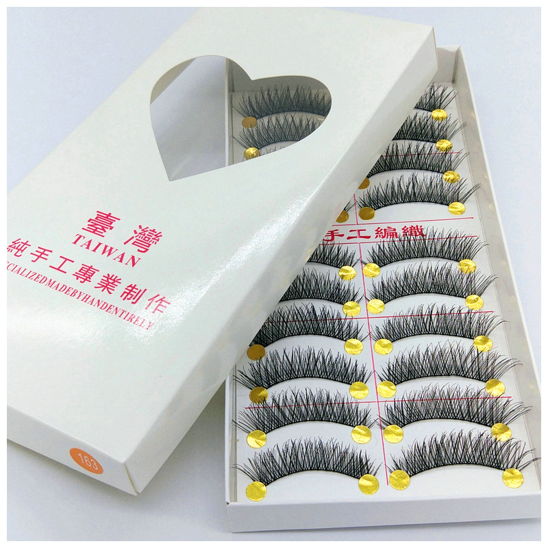 Taiwan Handmade False Eyelashes Natural Realistic Thick Eye Tail Extended Cotton Thread Stem Eyelash 163