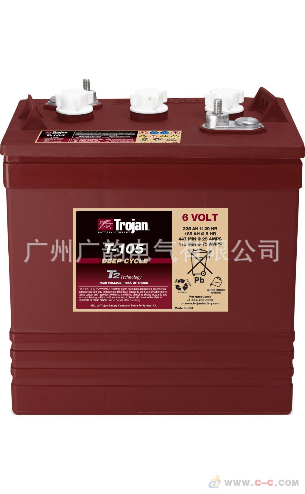 trojan邱健t105高尔夫球车专用2621812836v225ah蓄电池