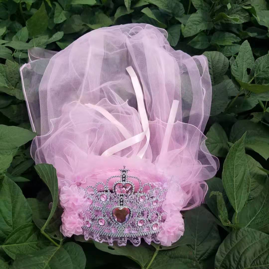 儿童皇冠头纱新款公主蕾丝头纱新娘发饰景区热卖表演拍摄写真道具