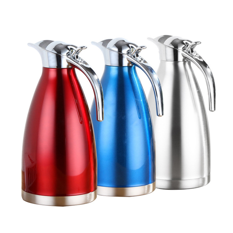 Stainless Steel Double-Layer Vacuum Thermos Coffee Pot Domestic Hot Water Pot Thermos Cold Kettle 2L Gift