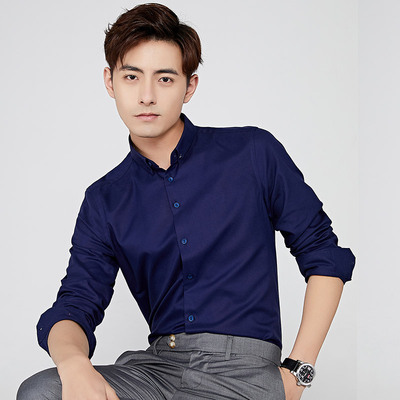 1905-白衬衫男长袖修身免烫商务正装职业工作上班寸衫韩版批发