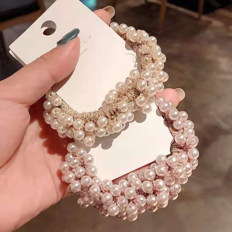 珍珠发圈手链两用头绳女网红头发饰品韩版东大门手工串珠高弹发圈