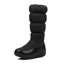 欧美风女靴2019年冬季新品外贸厚底平底40-44大码高筒雪地靴潮